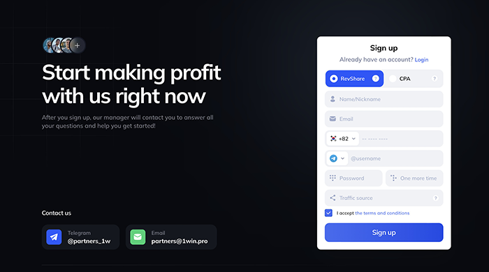1win partner 에서 제휴사를